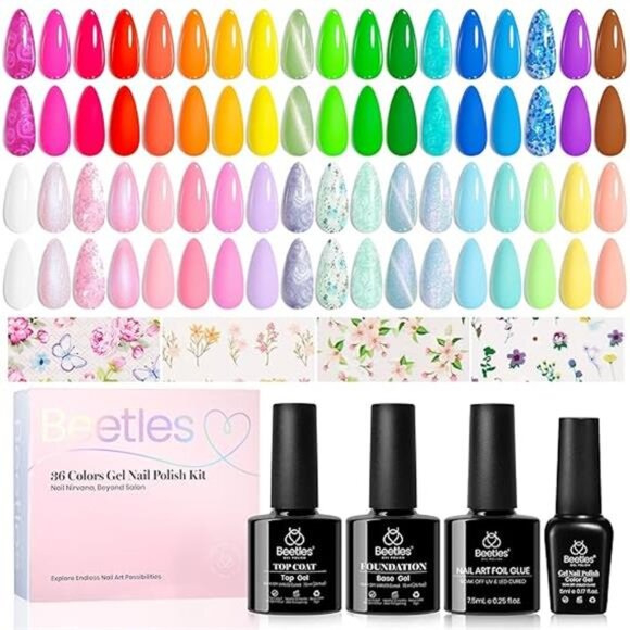 Summer Gel Polish Kit, 36 colors Neon Gel Polish Blue Green Glitter - Picture 7 of 7
